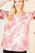 Heimish Full Size Ruffled Sleeve Tie Dye Top Plus Size - Hovatok