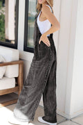Frayed Exposed Seam Wide Leg Denim Overalls - Hovatok