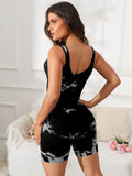 Tie-Dye Wide Strap Active Romper - Hovatok