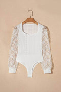 Eyelet Lace Long Sleeve Bodysuit - Hovatok
