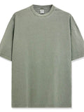Men's Full Size Round Neck Washed T-Shirt Plus Size - Hovatok
