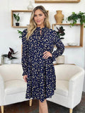 Double Take Full Size Printed Ruffle Hem Long Sleeve Tiered Dress - Hovatok