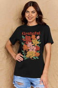 Simply Love Full Size GRATEFUL Flower Graphic Cotton T-Shirt - Hovatok