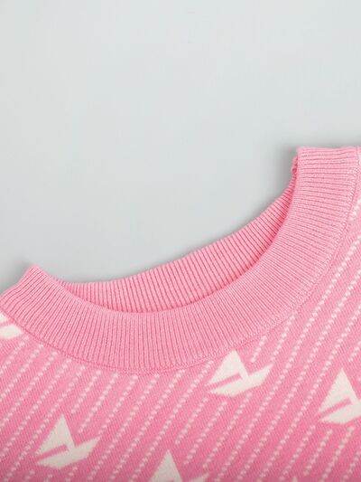 Contrast Round Neck Long Sleeve Sweater - Hovatok