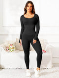 Scoop Neck Long Sleeve Active Jumpsuit - Hovatok