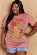 Simply Love Full Size GRATEFUL Flower Graphic Cotton T-Shirt - Hovatok