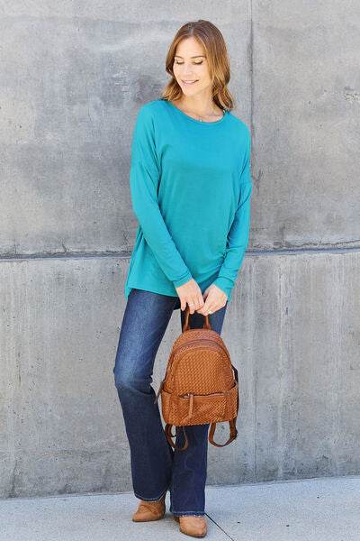 Basic Bae Full Size Round Neck Dropped Shoulder T-Shirt - Hovatok
