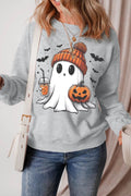 Ghost Round Neck Long Sleeve Sweatshirt - Hovatok