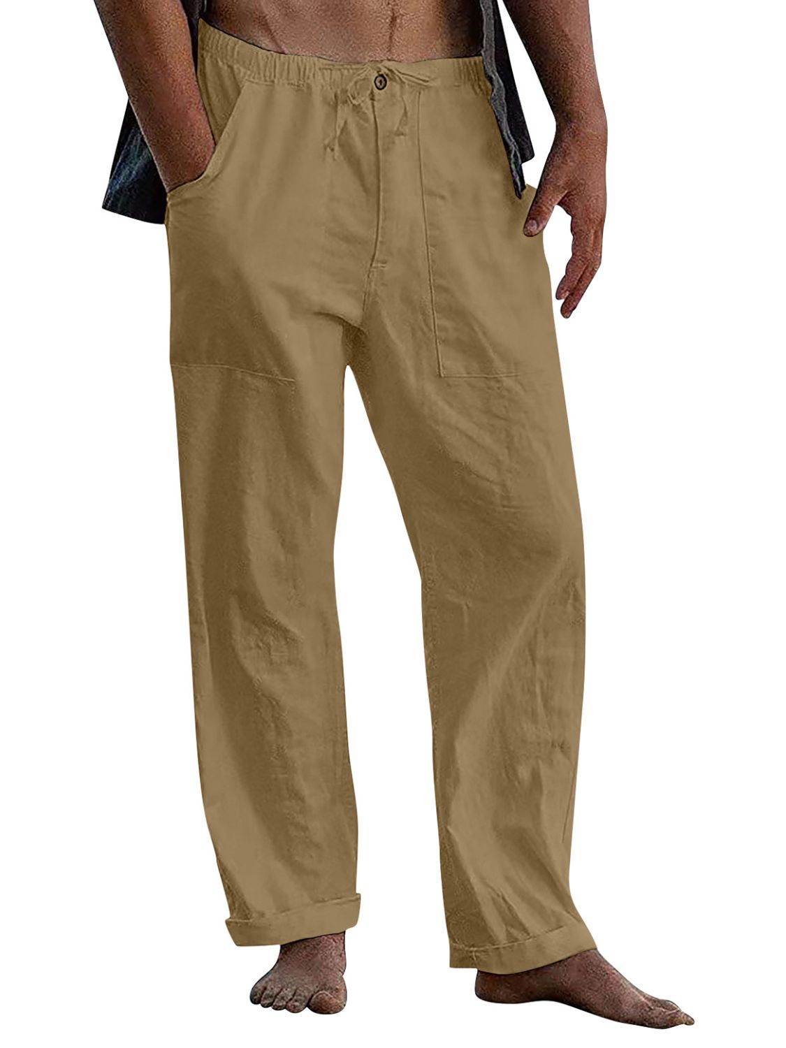 Men's Full Size Drawstring Straight Leg Pants Plus Size - Hovatok