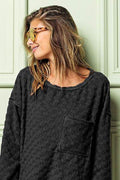 BiBi Checkered Round Neck Exposed Seam Top - Hovatok