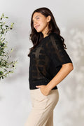 Mandy Ribbed Trim Round Neck Knit Top - Hovatok