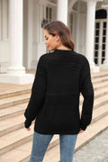 Angel Wings Round Neck Openwork Long Sleeve Pullover Sweater - Hovatok