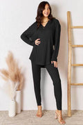 Basic Bae Full Size Notched Long Sleeve Top and Pants Set - Hovatok