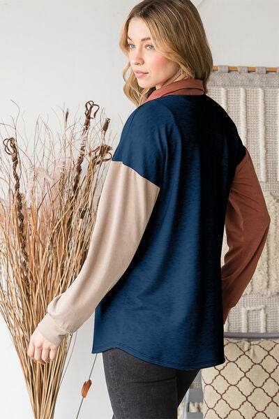 Heimish Full Size Color Block Button Down Shirt - Hovatok