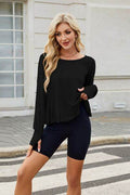 Backless Round Neck Long Sleeve T-Shirt - Hovatok