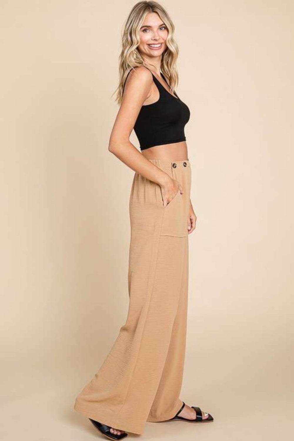Culture Code Full Size High Waist Wide Leg Cargo Pants - Hovatok