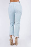 American Bazi High Waist Distressed Raw Hem Jeans - Hovatok
