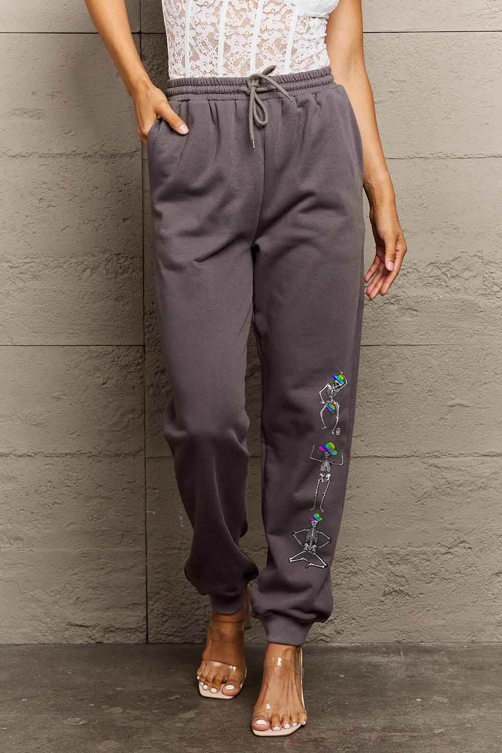 Simply Love Full Size SKELETON Graphic Sweatpants - Hovatok