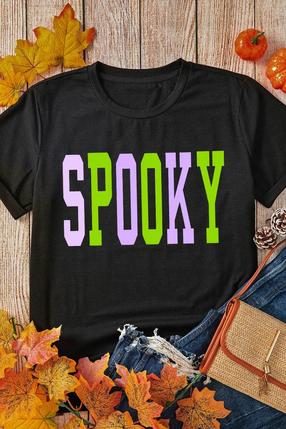 SPOOKY Round Neck Short Sleeve T-Shirt - Hovatok