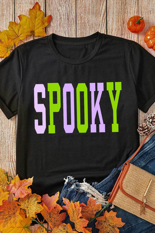 SPOOKY Round Neck Short Sleeve T-Shirt - Hovatok