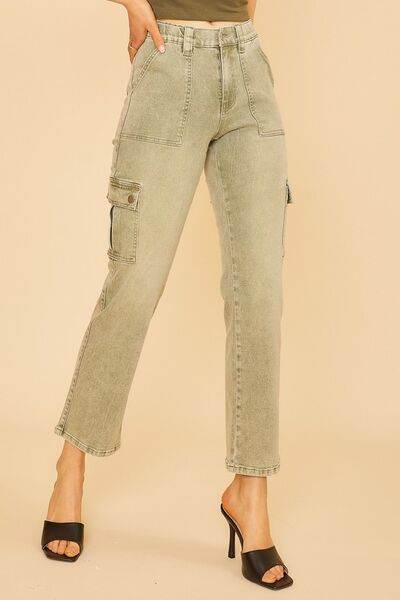 Annie Wear Straight Leg Jeans with Cargo Pockets - Hovatok