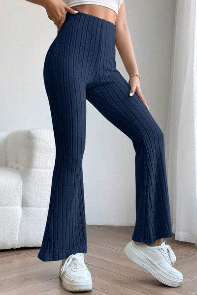 Basic Bae Full Size Ribbed High Waist Flare Pants - Hovatok