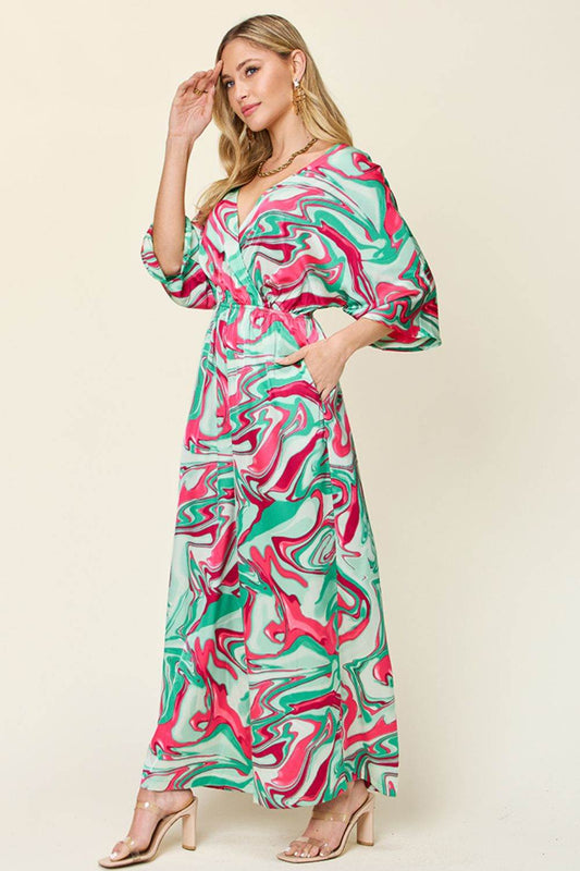 Double Take Full Size Half Sleeve Wide Leg Jumpsuit - Hovatok