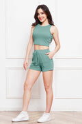 Round Neck Tank and Drawstring Shorts Set - Hovatok