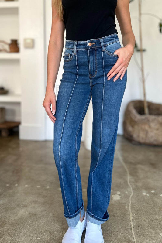 Judy Blue Full Size High Waist Front Seam Detail Straight Jeans - Hovatok