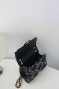 Raw Hem Denim Crossbody Bag - Hovatok