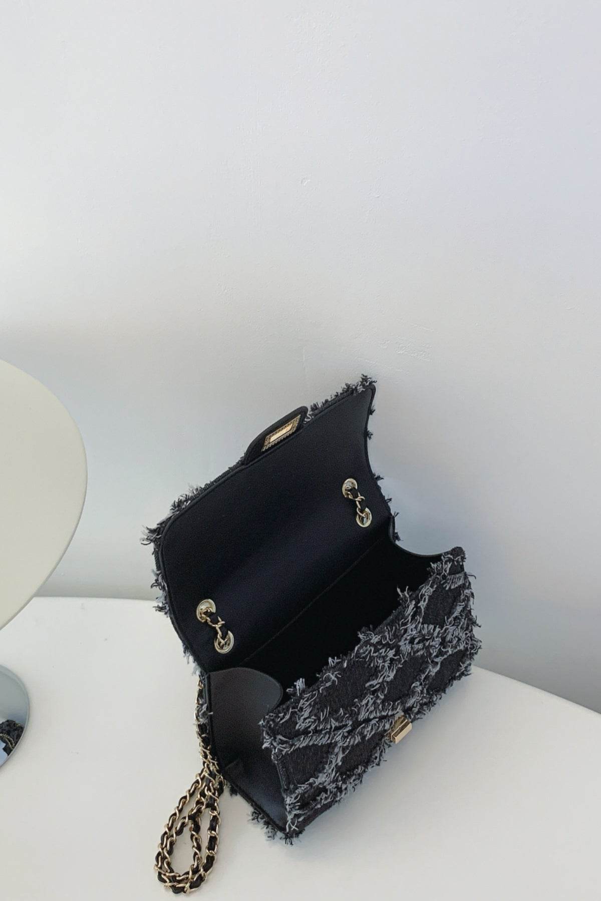 Raw Hem Denim Crossbody Bag - Hovatok
