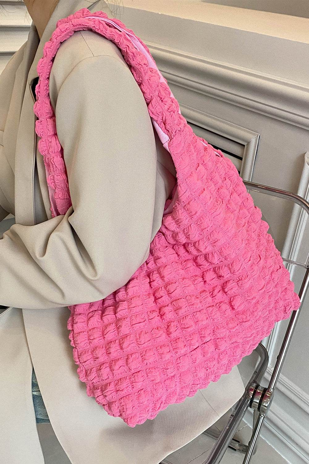 Ruched Polyester Large Handbag - Hovatok