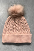 Cable-Knit Cuffed Hat with Pom-pom - Hovatok