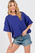 Cesfemme Textured Drop Shoulder T-Shirt - Hovatok
