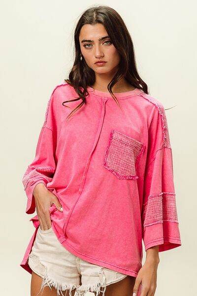 BiBi High-Low Washed T-Shirt - Hovatok