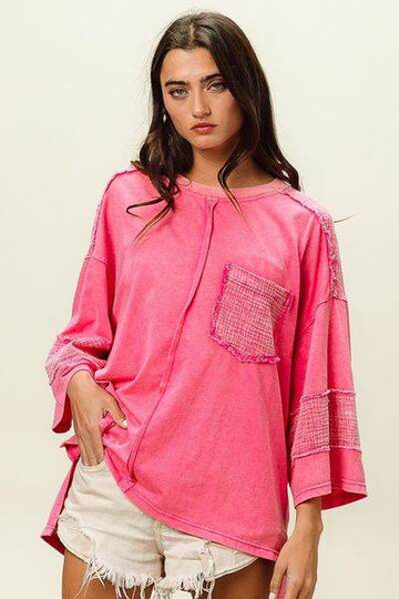 BiBi High-Low Washed T-Shirt - Hovatok