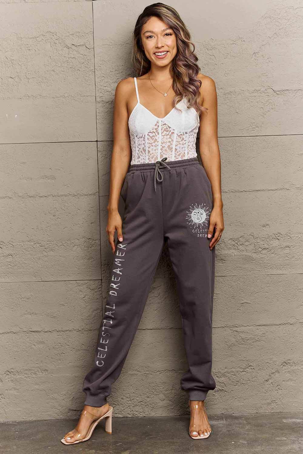 Simply Love Full Size CELESTIAL DREAMER Graphic Sweatpants - Hovatok