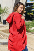 Double Take Full Size Hooded Teddy Bear Jacket with Thumbholes - Hovatok