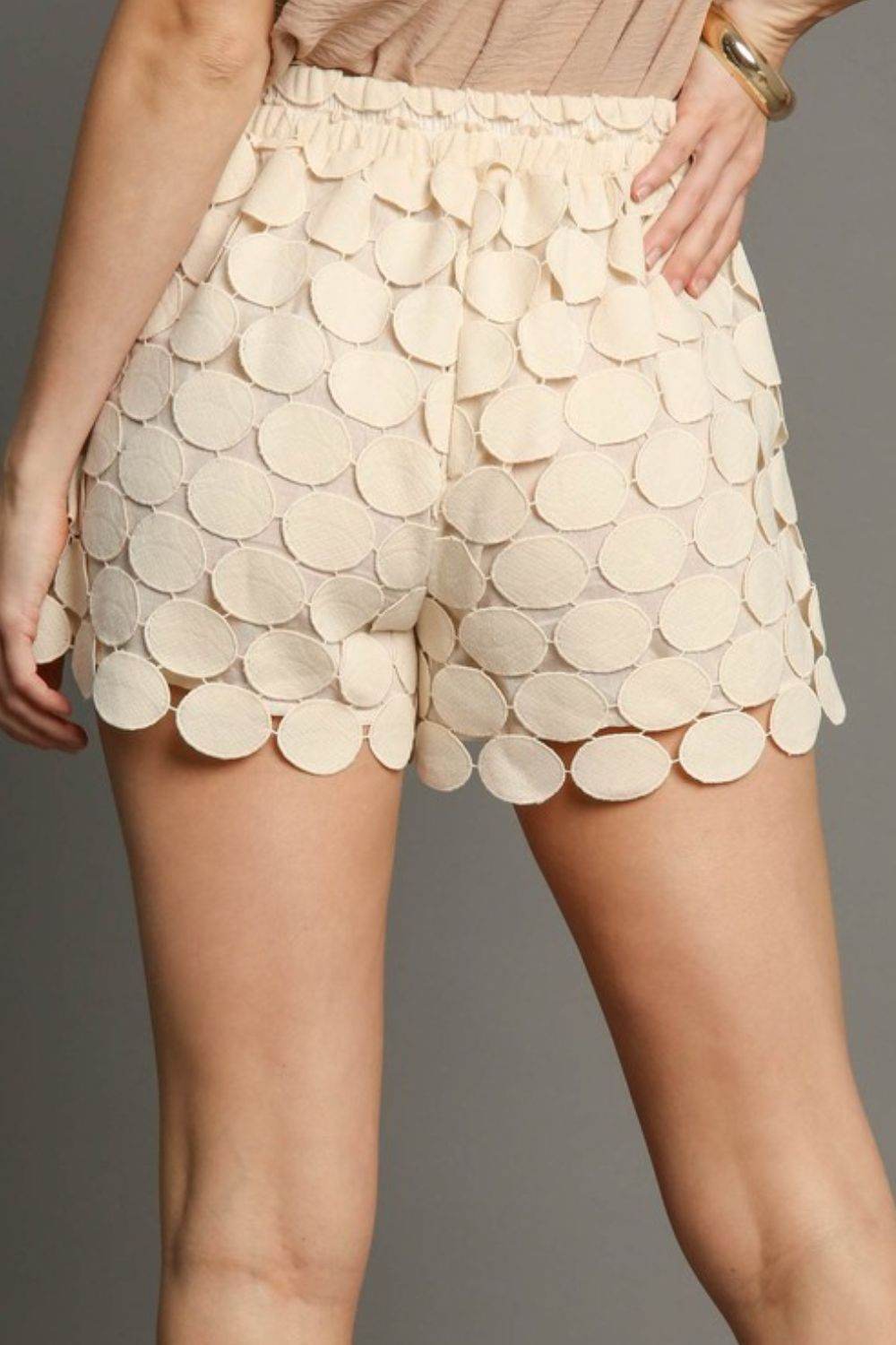 Umgee Full Size Polka Dot Lace Shorts Plus Size - Hovatok
