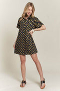ADORA Floral Button-Up Mini Denim Dress - Hovatok