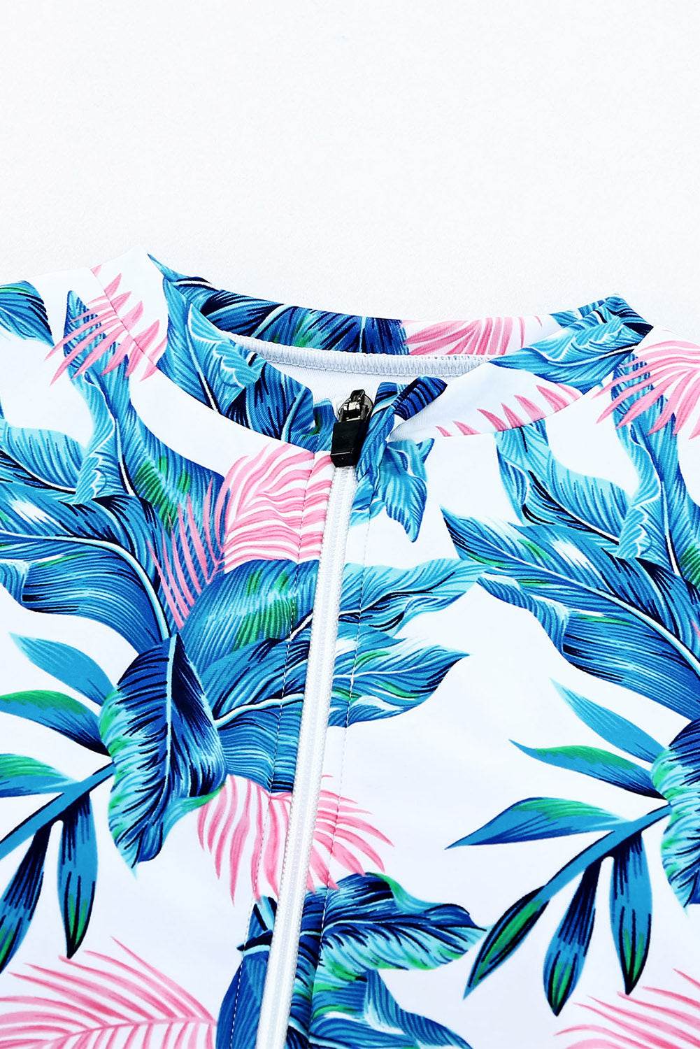 Printed Notched Half Sleeve One-Piece Swimwear - Hovatok
