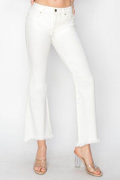 RISEN Full Size Tummy Control Crop Flare Step Hem Pants - Hovatok