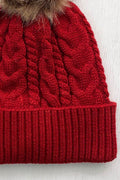 Cable-Knit Cuffed Hat with Pom-pom - Hovatok