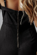 Spaghetti Straps Flare Denim Jumpsuit - Hovatok