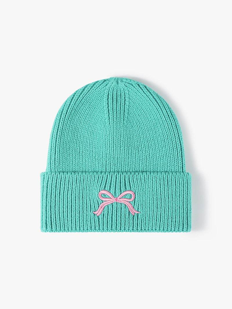 Embroidered Bow Knit Hat - Hovatok
