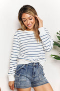 Double Take Striped Long Sleeve Round Neck Top - Hovatok