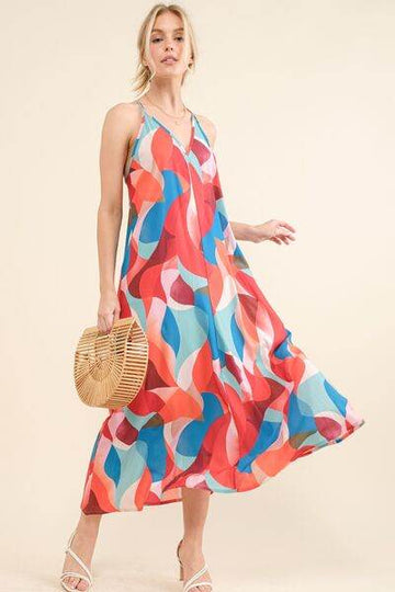 And the Why Printed Crisscross Back Cami Dress - Hovatok