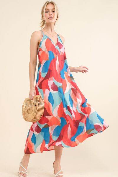 And the Why Printed Crisscross Back Cami Dress - Hovatok