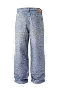 Men's Washed Rhinestone Jeans with Rhinestone Belt - Hovatok
