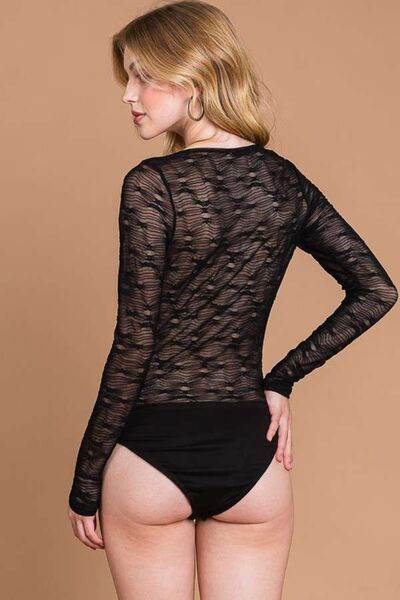 Culture Code Round Neck Mesh Perspective Bodysuit - Hovatok